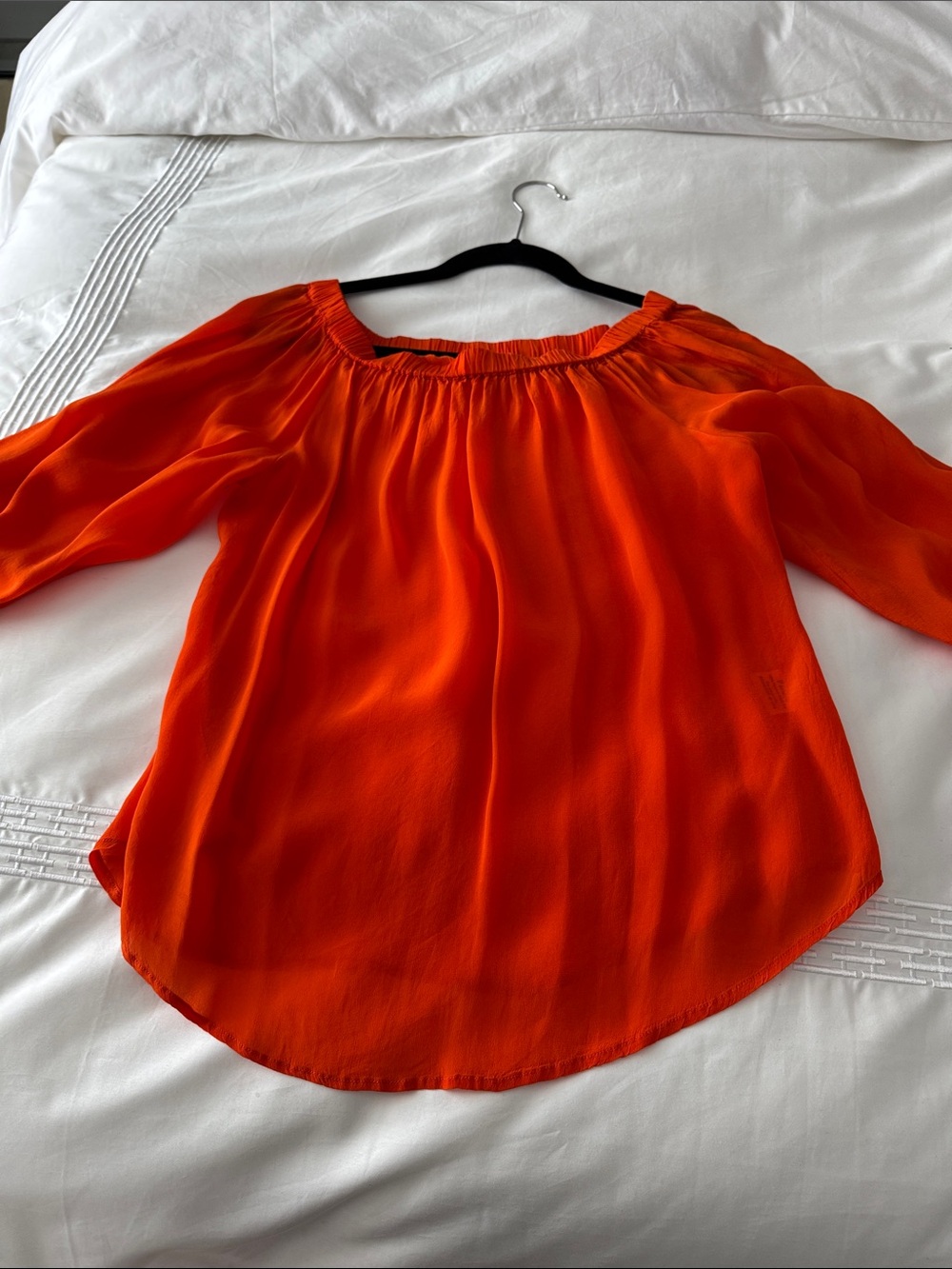 Bright Orange Off-Shoulder Peasant Blouse